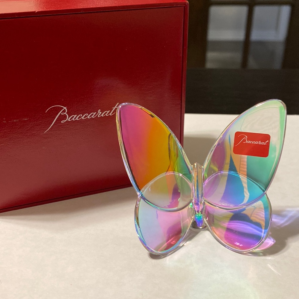 Baccarat crystal butterfly iridescent 3 inch with gift box( box has wear)